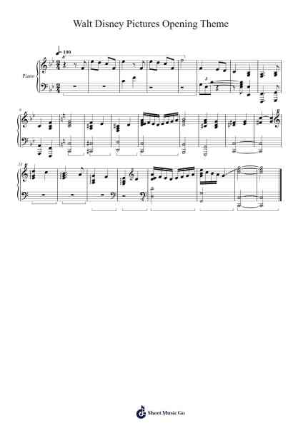 Walt Disney Pictures Opening Theme Sheet Music by Leigh Harline-Arr.Heca