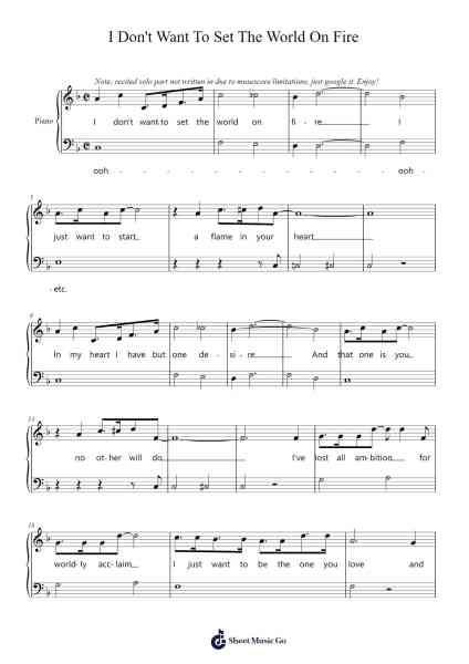 I Don't Want To Set The World On Fire Sheet Music by undefined-Arr.Pomiles
