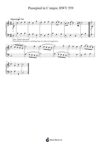 Passepied in C Major, HWV 559 Sheet Music by Georg Friedrich Händel-Arr.Gaildie Tedn