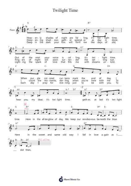 Twilight Time Sheet Music by The Platters-Arr.Vogtyves