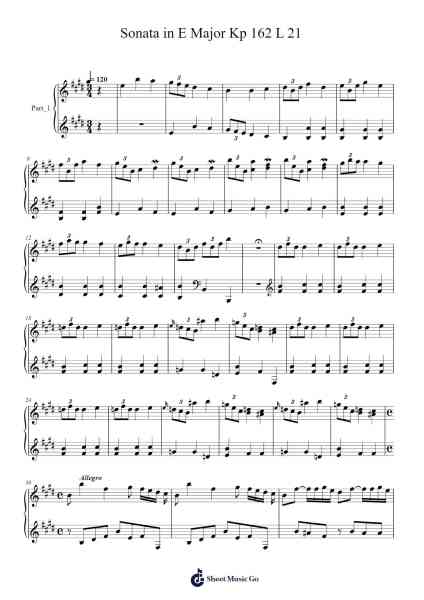 Sonata in E Major, K. 162, L. 21 Sheet Music by Domenico Scarlatti-Arr.Mickmin