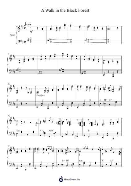 A Walk in the Black Forest Sheet Music by Horst Jankowski-Arr.Bushple