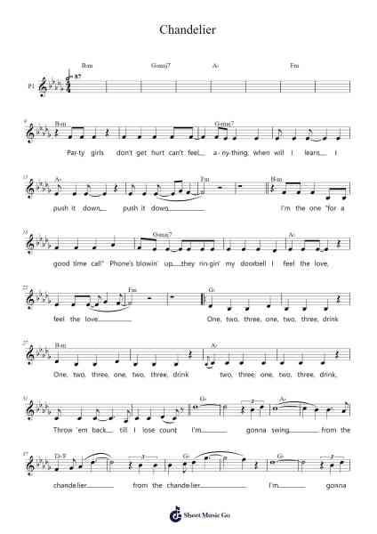 Chandelier Nuty na fortepian przez Sia-Arr.Dobing