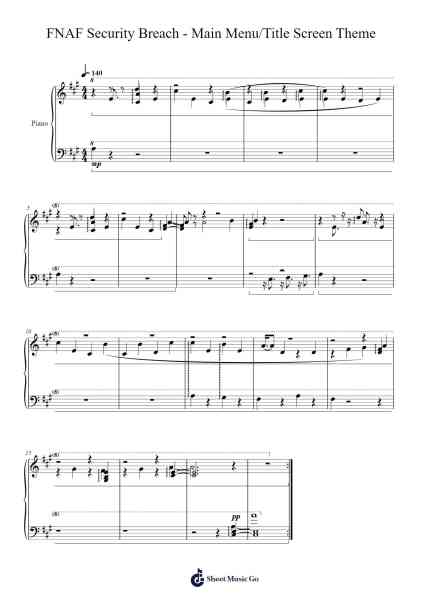 FNAF Security Breach - Main Menu/Title Screen Theme Sheet Music by Steel Wool Studios-Arr.Bridmay