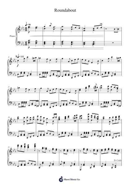 Roundabout Sheet Music by Canon Benefield-Arr.Yonnggiles