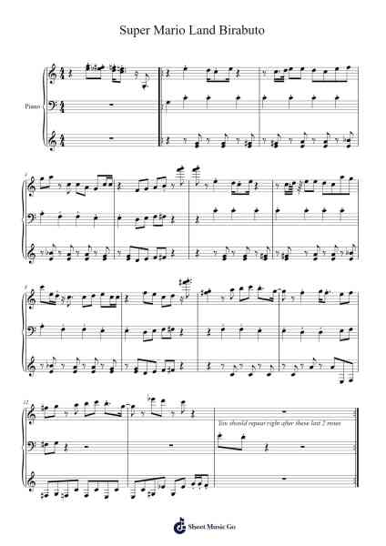 Super Mario Land Birabuto Sheet Music by Koji Kondo-Arr.Leostone Swinclaude