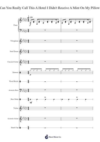 Can You Really Call This A Hotel I Didn't Receive A Mint On My Pillow Sheet Music by Toby Fox-Arr.Temchell Thompro
