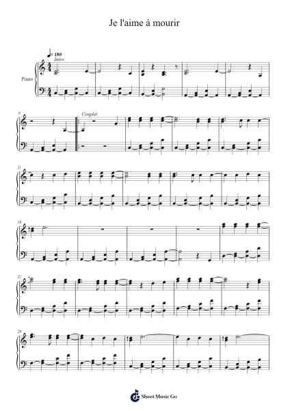 Je l'aime à mourir Sheet Music by Francis Cabrel-Arr.Kirkwen Meldell