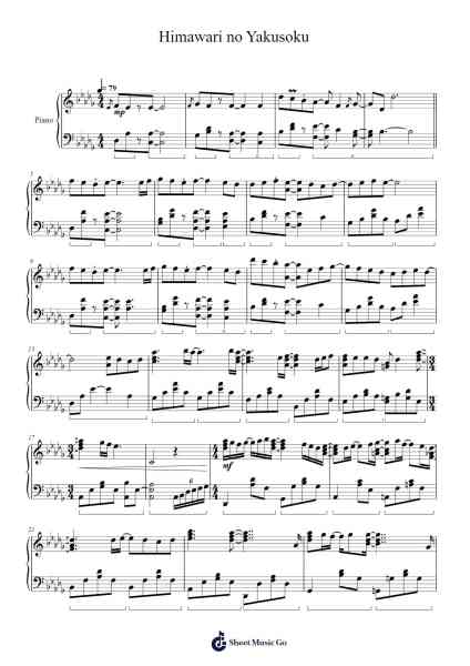 Himawari no Yakusoku Sheet Music by Motohiro Hata-Arr.Wildeh Francesgrace