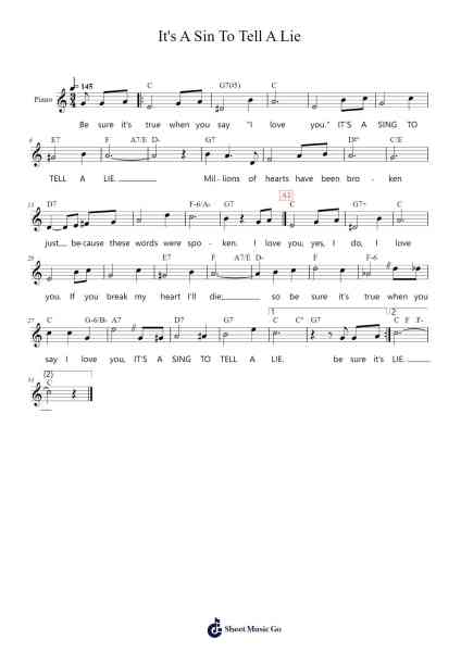 It's A Sin To Tell A Lie Sheet Music by Billy Mayhew-Arr.Paggai Noelsay