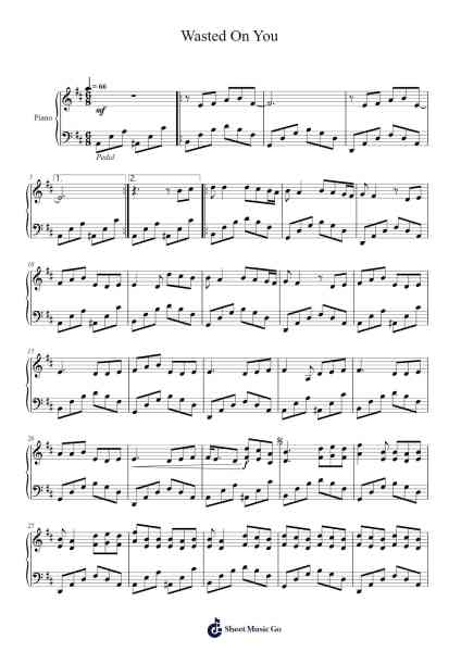 Wasted On You Sheet Music by Morgan Wallen-Arr.Rebar Mulin