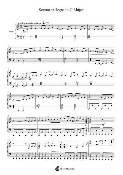 Sonata-Allegro in C Major Sheet Music by Cookeda-Arr.Springlome Xebloor
