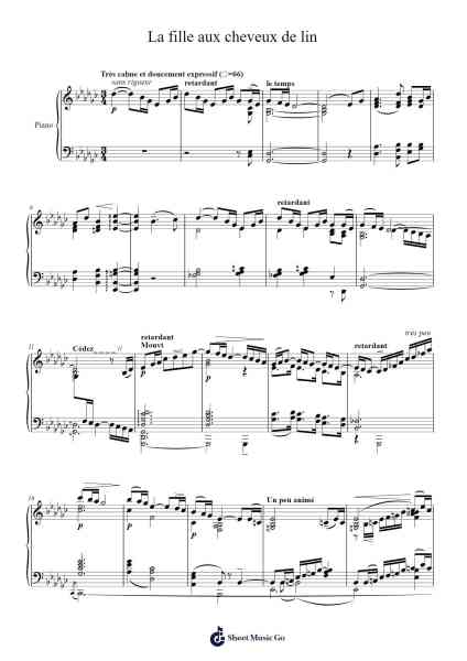 Prelude, Book 1: No. 8, La fille aux cheveux de lin Sheet Music by Claude Debussy-Arr.Olchel