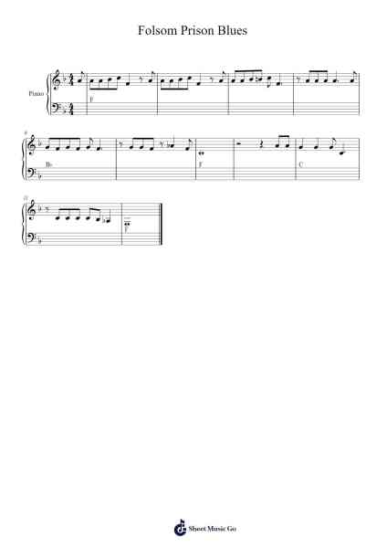 Folsom Prison Blues Sheet Music by Johnny Cash-Arr.Junegia Wato