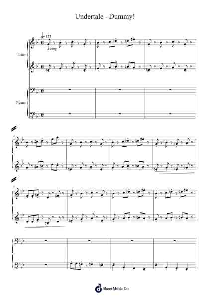 Undertale - Dummy! Sheet Music by Toby Fox-Arr.Clairenor Jouvic