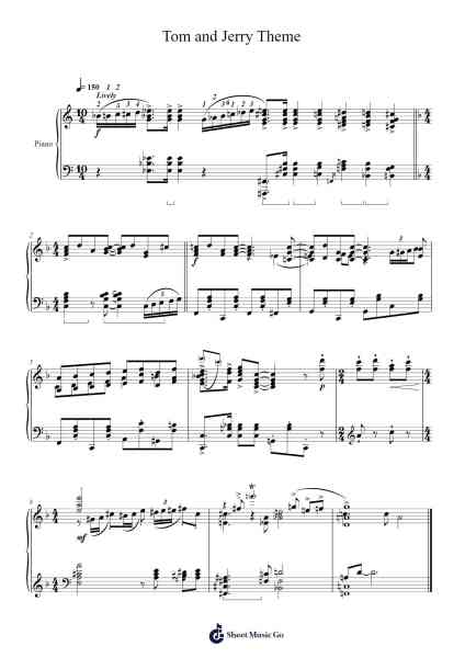 Tom and Jerry Theme (Chuck Jones version) Sheet Music by Scott Bradley-Arr.Browntis