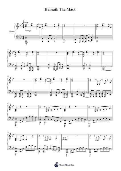 Beneath The Mask - instrumental (Personal 5 OST) Sheet Music by Shoji Meguro-Arr.Viten Sun