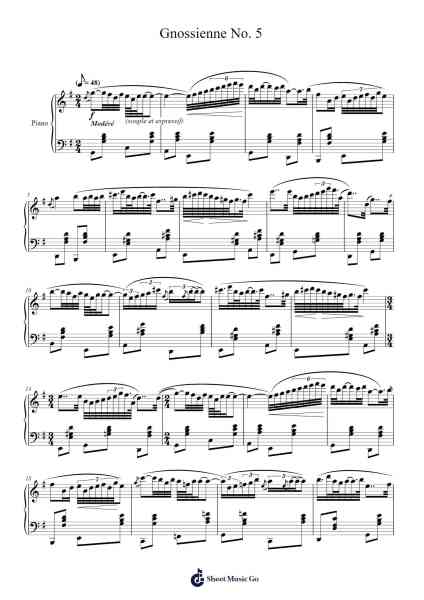 Gnossienne No. 5 Sheet Music by Erik Satie-Arr.Montbrook