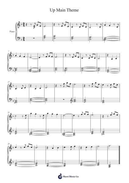 Disney Pixar's Up Main Theme Easy Piano Solo โน้ตเพลงโดย Walt Disney Animation Studios-Arr.Diabaird