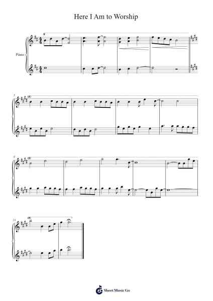 Here I Am to Worship Sheet Music by Hillsong Worship-Arr.Yerleen Virdean