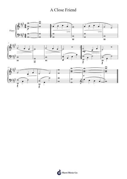 A Close Friend Sheet Music by James Newton Howard-Arr.Webbzy