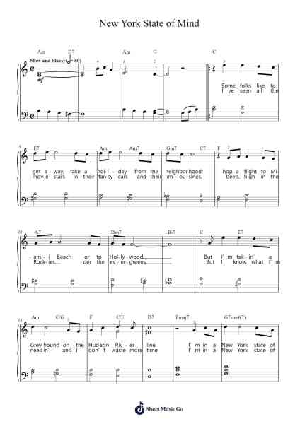 New York State of Mind Sheet Music by Billy Joel-Arr.Ranphia Boydle