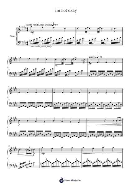 i'm not okay Sheet Music by JVKE-Arr.Jerhue