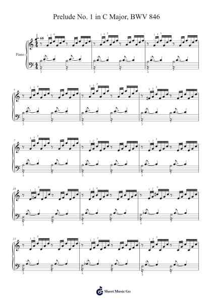 Prelude No. 1 in C Major, BWV 846 Sheet Music by Johann Sebastian Bach-Arr.Ruthives Sibylxy