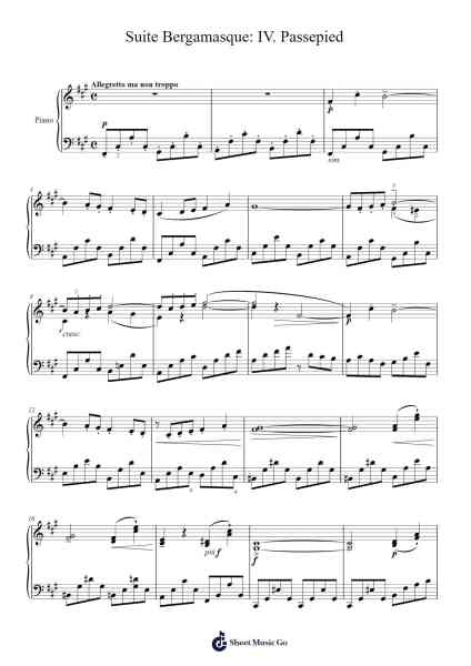 Suite Bergamasque: IV. Passepied Sheet Music by Claude Debussy-Arr.Shertram