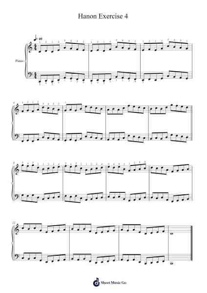 Exercises for the Virtuoso Pianist, Book 1: No. 4 in C Major Sheet Music by Charles-Louis Hanon-Arr.Janedo