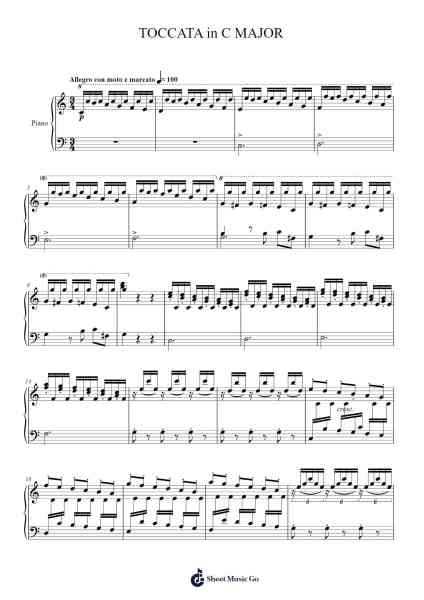 TOCCATA in C MAJOR Sheet Music by Johann Christian Bach-Arr.Cashshop