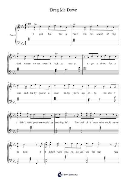 Drag Me Down Sheet Music by One Direction-Arr.Humglas Leathus