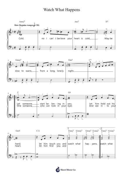 Watch What Happens Sheet Music by Michel Legrand-Arr.Suwright Wardgiles