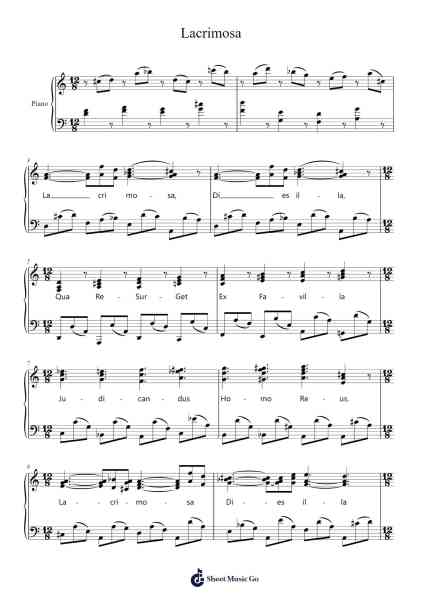 Requiem Mass in D Minor, K. 626: Lacrimosa Notenblatt von Wolfgang Amadeus Mozart-Arr.Walry