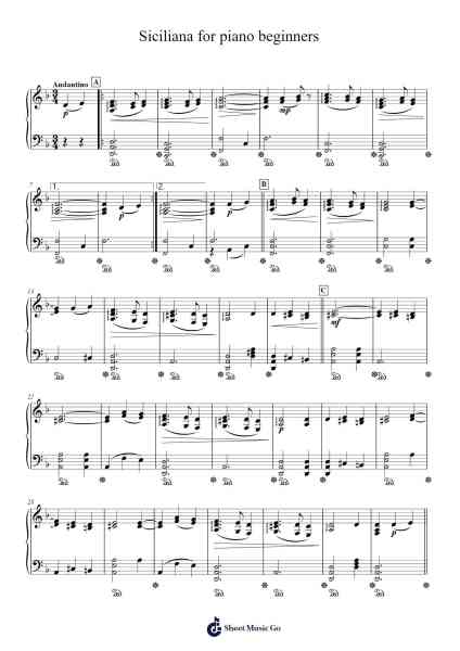 Siciliana for Piano Beginners Sheet Music by Misc tunes-Arr.Hunfrances Dunnfay