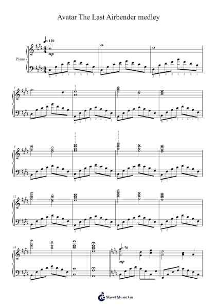 Avatar: The Last Airbender medley Sheet Music by Jeremy Zuckerman-Arr.Lamjane