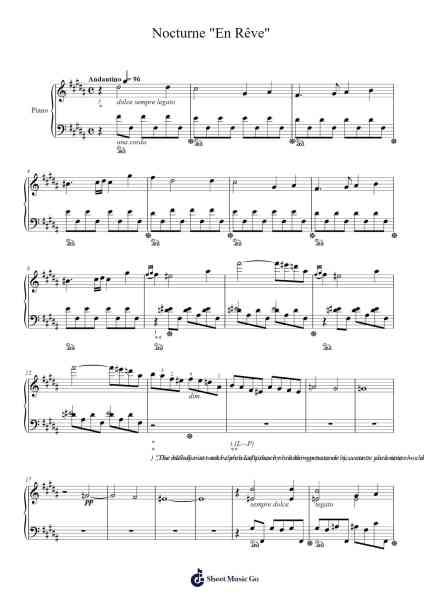 Nocturne "En Rêve" Sheet Music by Franz Liszt-Arr.Fitchnolds Hartewy