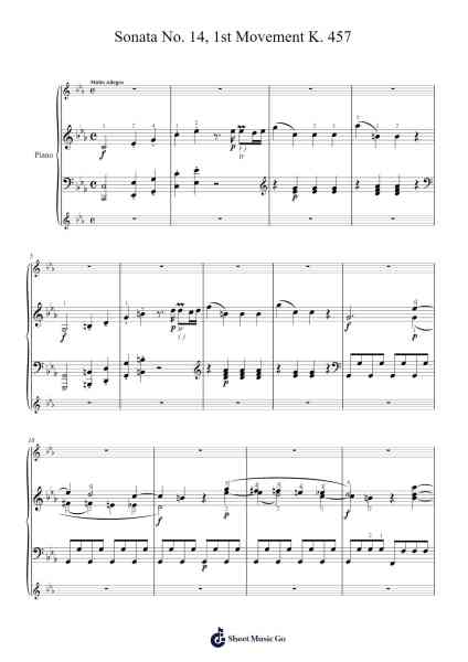 Sonata No. 14 in C Minor, K. 457: I. Molto allegro Sheet Music by Wolfgang Amadeus Mozart-Arr.Otnold