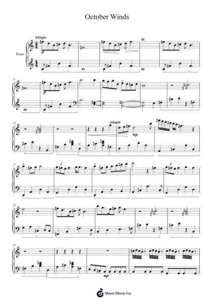 October Winds, Op. 7, No. 1 Sheet Music by JJones4155-Arr.Beague Kinglor