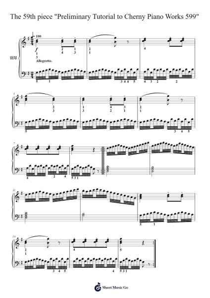 The 59th piece "Preliminary Tutorial to Cherny Piano Works 599" Sheet Music by Czerny-Arr.Leeles Stoweser