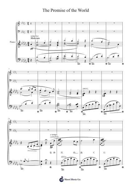 The Promise of the World Sheet Music by Joe Hisaishi-Arr.Snowno