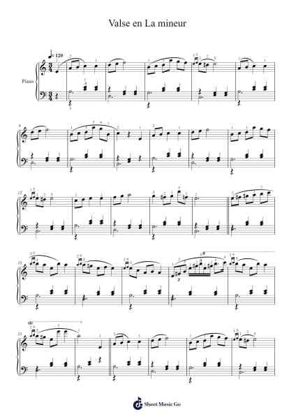 Valse in A Minor, B. 150 Sheet Music by Fryderyk Chopin-Arr.Wershop Keyburns