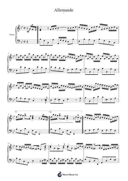 Suite in B-flat Major, HWV 440: I. Allemande Sheet Music by Georg Friedrich Händel-Arr.Mondlius