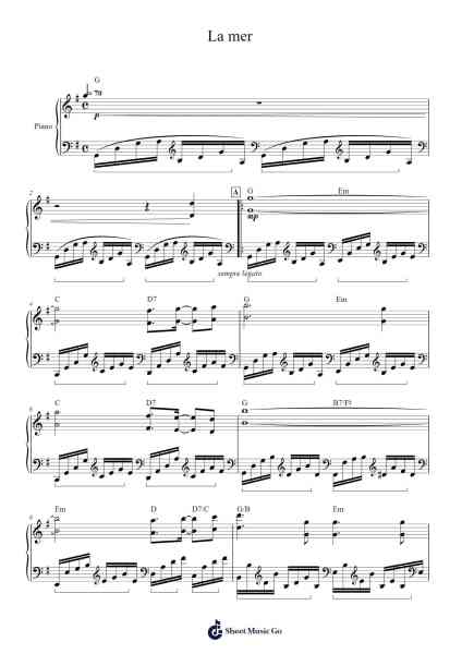 La mer Sheet Music by Charles Trenet-Arr.Walry