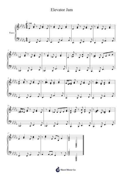 Elevator Jam Sheet Music by LSPLASH-Arr.Wershop Keyburns