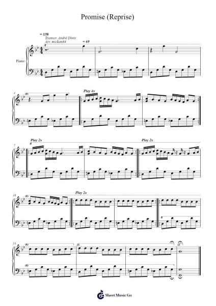 Promise (Reprise) Sheet Music by Akira Yamaoka-Arr.Jorrell