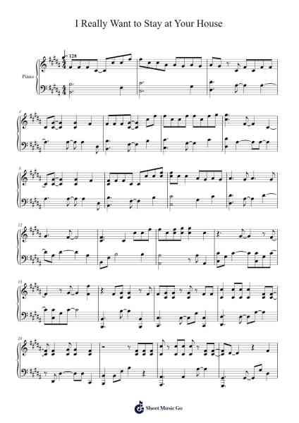 I Really Want To Stay At Your House Sheet Music by Rosa Walton-Arr.Noahsweet