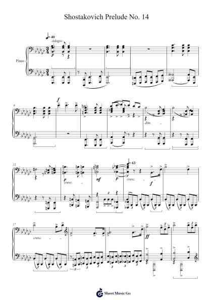 Prelude No. 14 Sheet Music by Dmitri Shostakovich-Arr.Diapenn