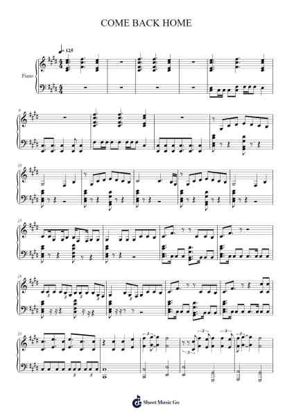 COME BACK HOME Sheet Music by ONEUS-Arr.Deirrine Sisibyl