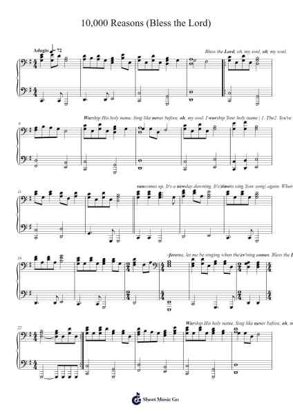 10,000 Reasons (Bless The Lord) Sheet Music by Matt Redman-Arr.Sylgou